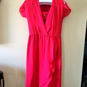 Vintage red 80s slip on dress cap sleeves beaded